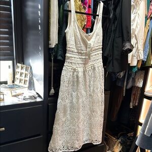 Anthropologie -Elegant White Lace Dress